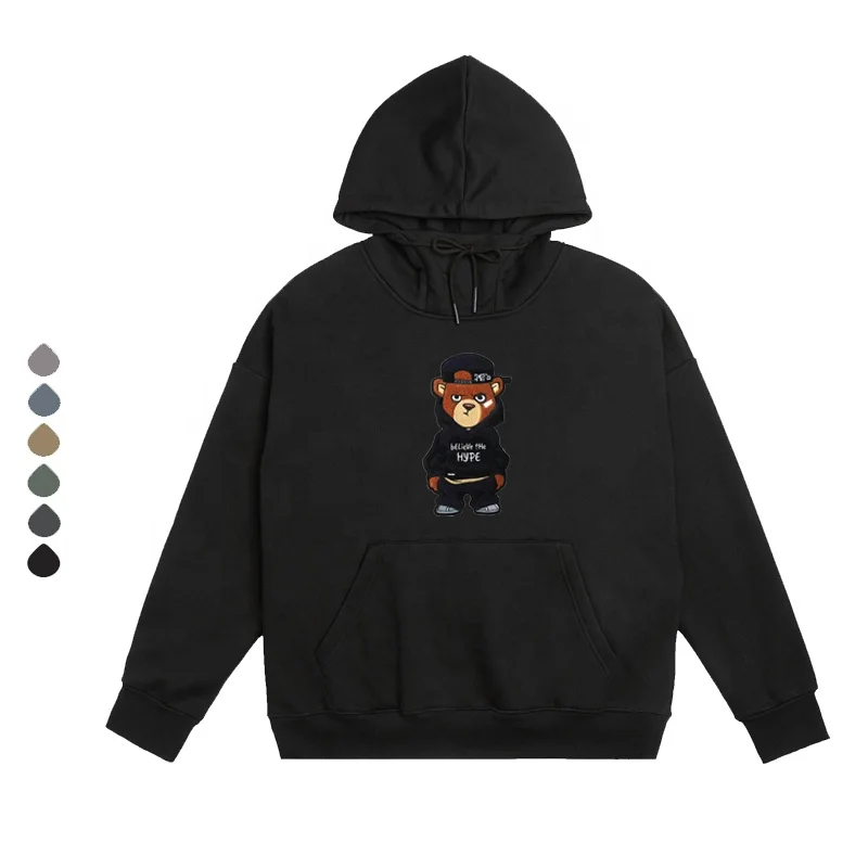 OEM Designer Fish Mouth Hoodie Customized chenille Embroidery Fleece cotton 3d Towel Embroidery Fish Mouth hoodie sweatshirt