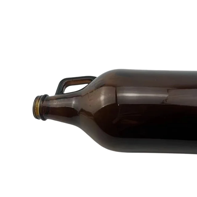 2 liter large capacity liquor unique shape empty amber beer wine glass bottles for sale
