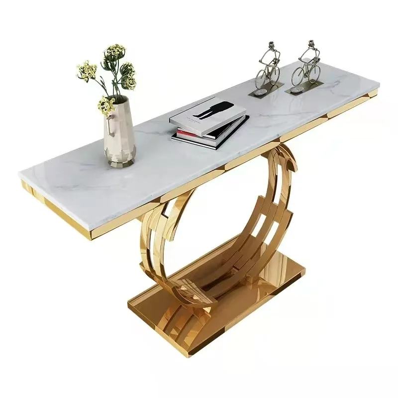 2021luxury marble top stainless steel base hallway corner console table decorative living room