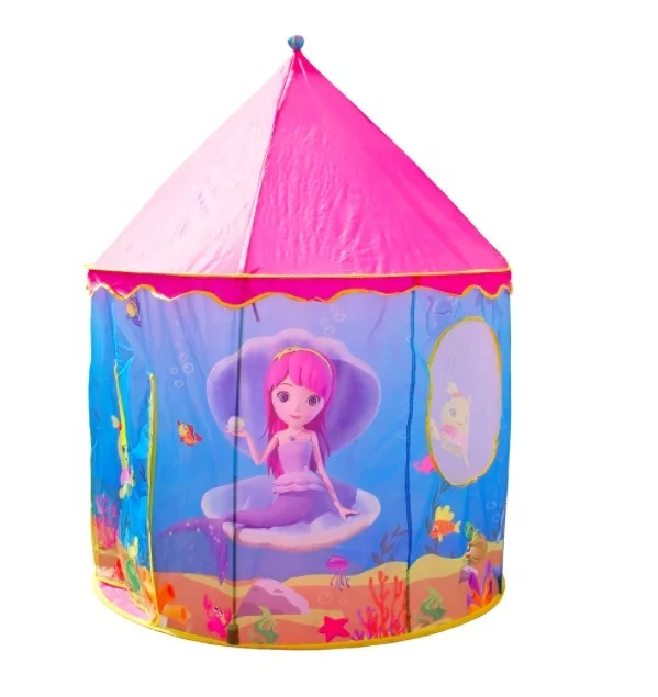 USA Toy Mermaid Kids Tent/Under Sea Kids Play Tent/Indoor Playhouse with pop up tent storage tote and kaleidoscope toy