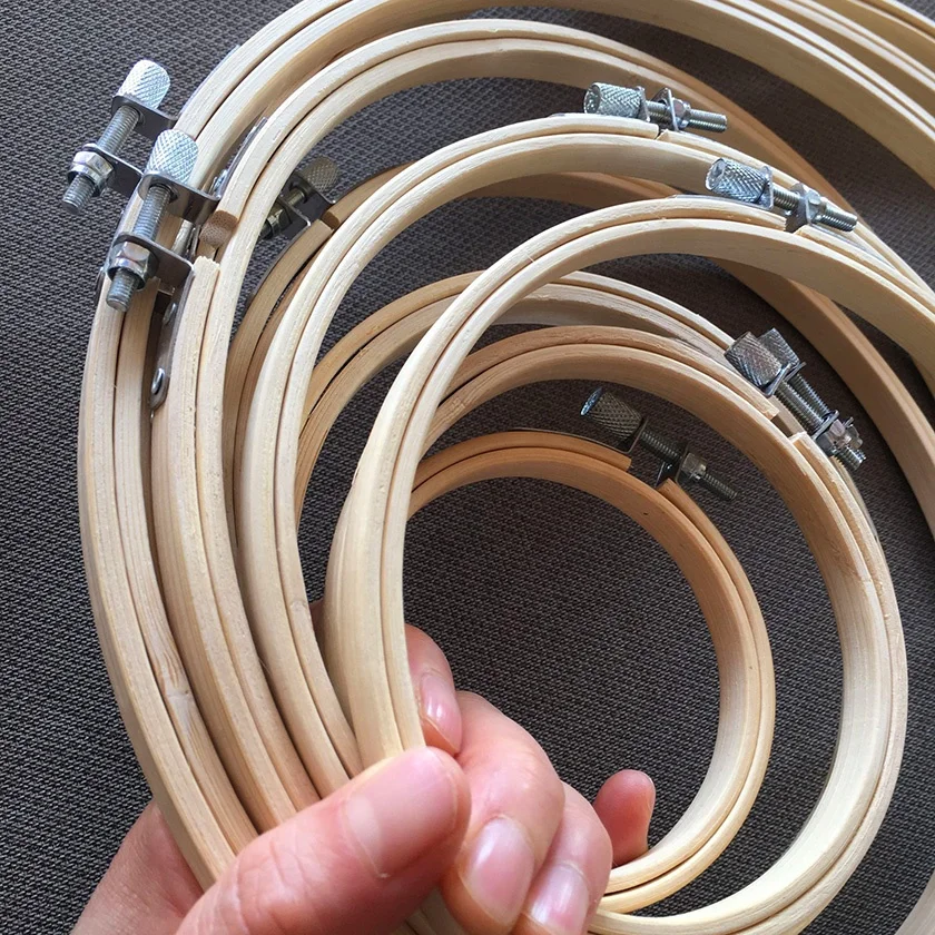 DIY Craft Tool Handmade Cross Embroidery Flame Circle Ring Bamboo Needle Punch Hoop