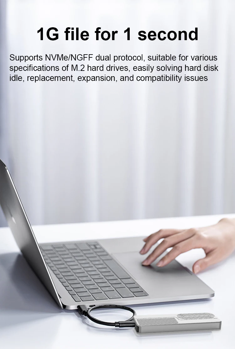 External M2 Case disco duro externo enclosure (without SSD) M.2 NVME SSD Casing 10Gbps dual protocol Aluminum SSD Enclosure