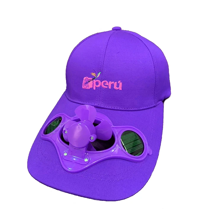 Custom Logo Men Women Summer Solar Powered Baseball Cap Fan Hat