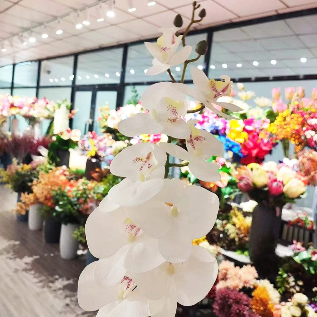 Lusiaflower high quality factory price artificial 3D single orchids artificial flowers 9 heads home holiday wedding decoration