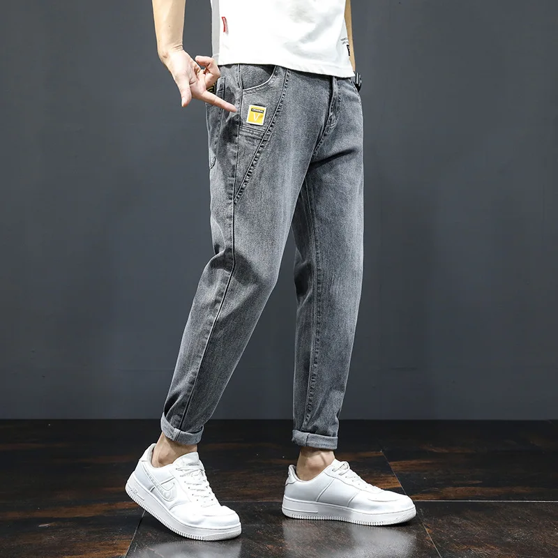 custom oem designer jeans pants for men new fashion 2023 high quality  hip hop clothes slim boot cut harem wax denim jeans men