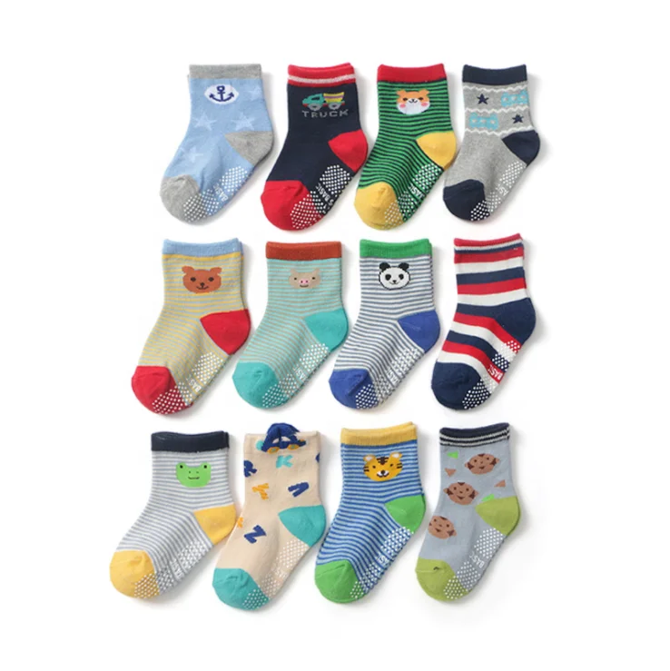 Custom logo cartoon cotton non-slip baby socks cute toddlers children anti-slip socks