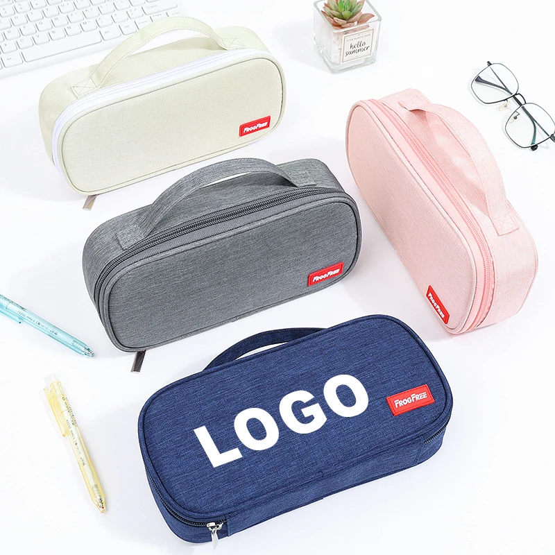 Custom Large Capacity Oxford Cloth Pencil Case Double Zipper Design Double-Layer Primary Secondary Pen Pencil Bag Pouch Case