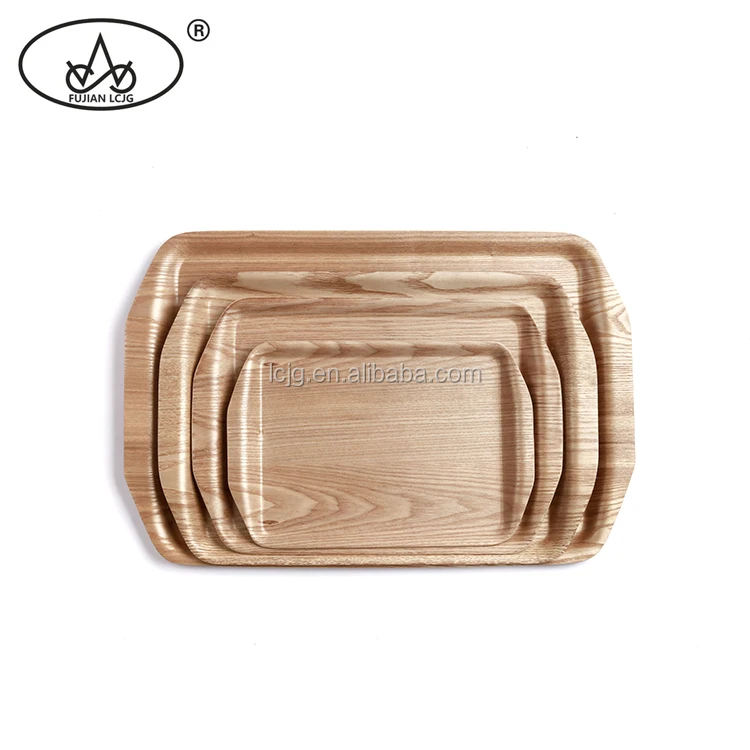 Customizable Rectangle Willow Wooden Food Serving Tray Wholesale Anti-Slip Coating Bent Wood Tea Tray