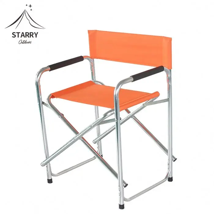 Premium heightened canvas director chair Aluminum foldable solid wood frame makeup chair with footrest custom