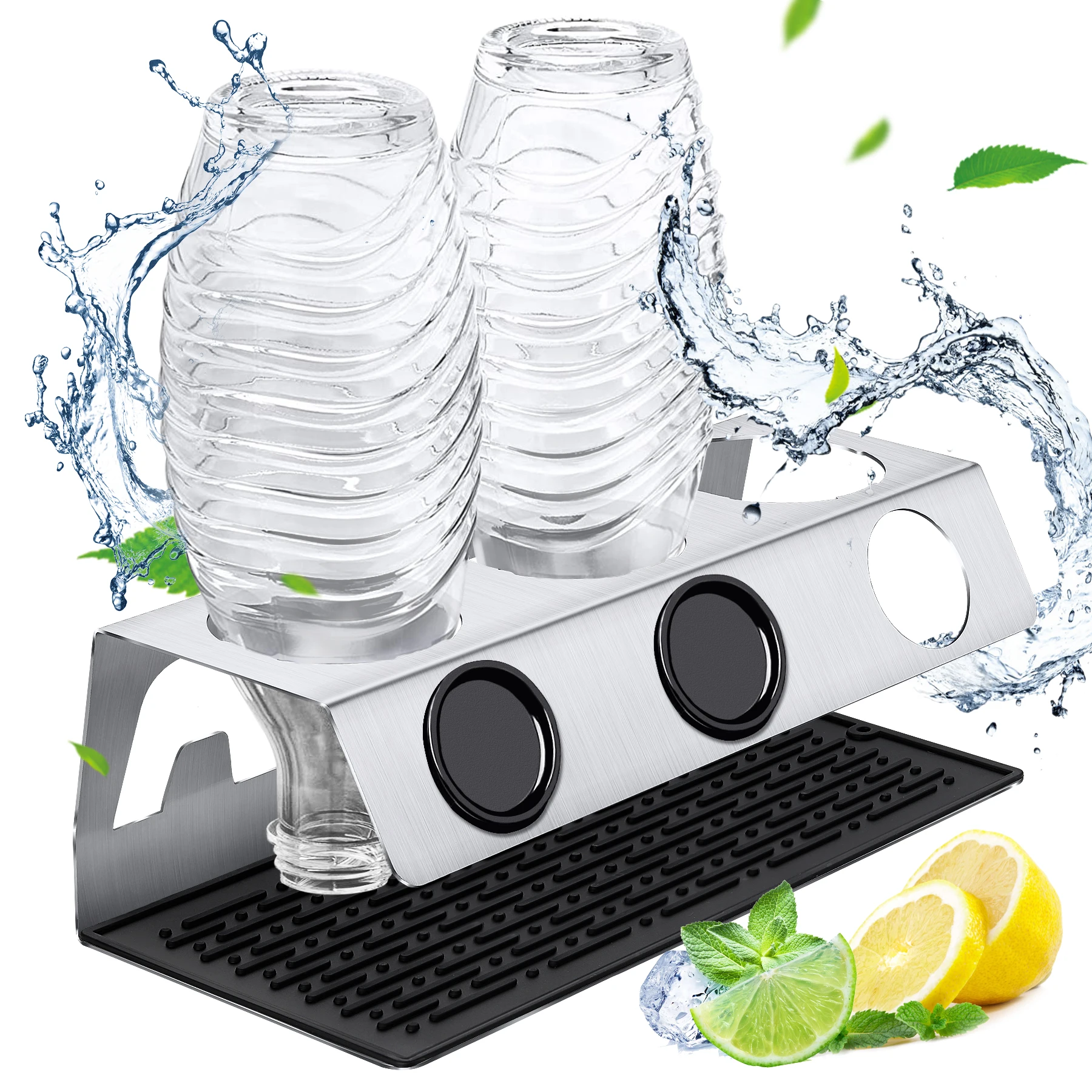 Brushed Stainless Steel 304 Waterproof Drip Tray soda stream bottle holder sodabottle clean design rack