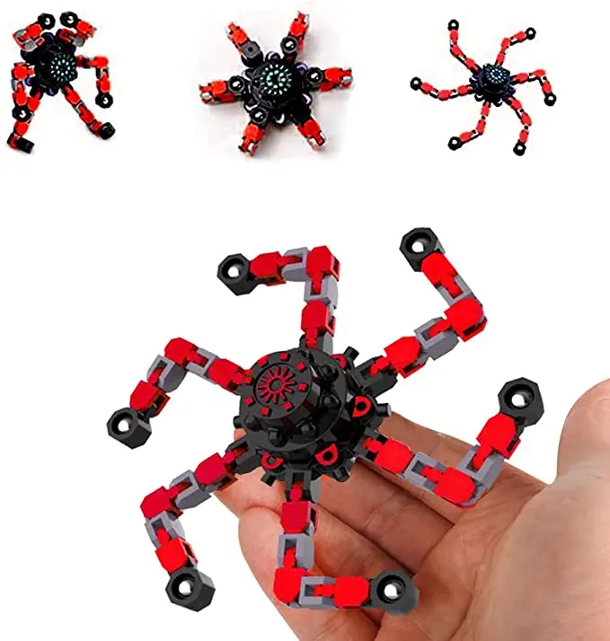 Transformable Fingertip Spinning Toy DIY Deformable Spinning Top Creative Mechanical Robot Chain Hand Spinner Toy for Adult