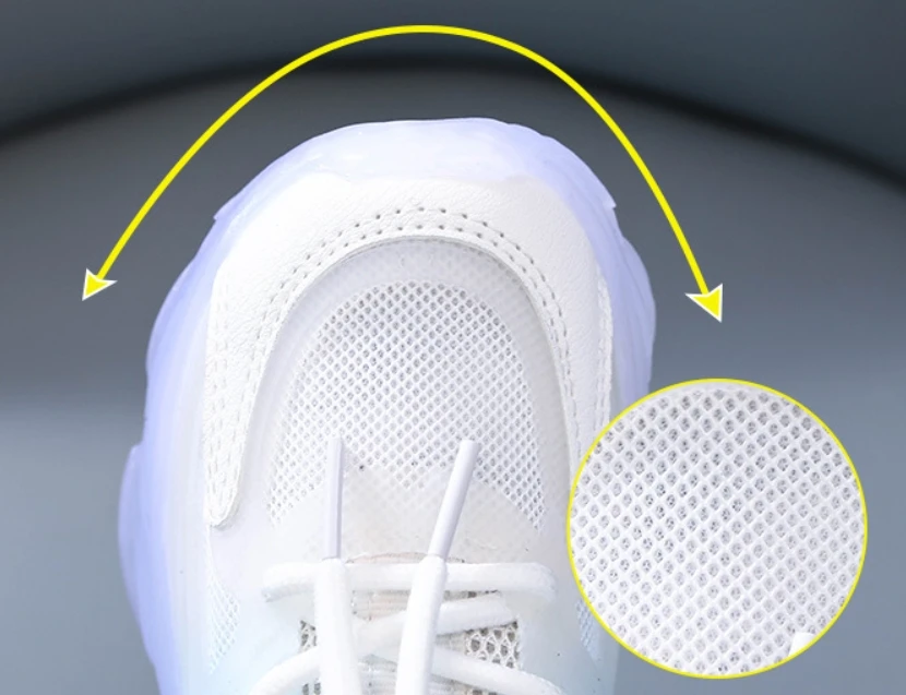 soft boys girls sneakers cheap sports shoes  Gradient design mesh surface breathable led light daddy shoes for kids wholesale