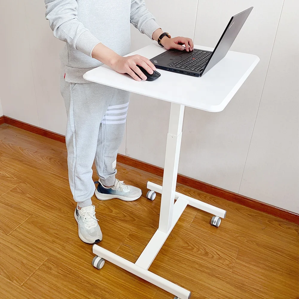 Home Office School Table Standing Desk Adjustable Height Mobile Portable Rolling Laptop Desk on Wheels Adjustable Desk