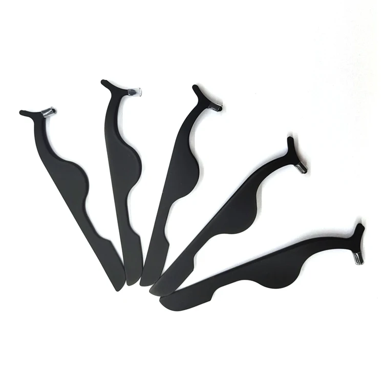 Custom logo stainless steel applicator black color volume tweezers eyelash extension