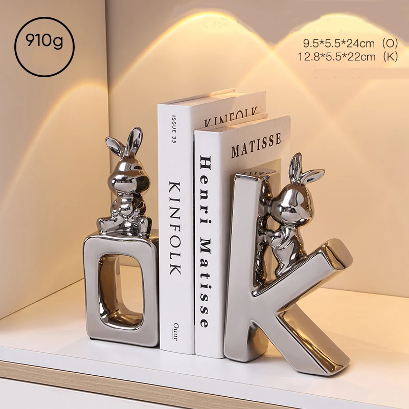 Hot Sale Home Decor Accessory Table Decorations Ceramic Crafts  Rabbit Bookends for Living Room Decoration