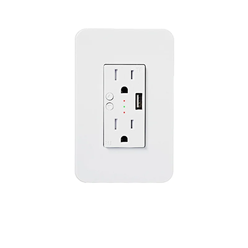 USA double socket wifi smart wall socket WiFi Smart Wall US dual USB wall socket Outlet Compatible with Alexa and Google Home