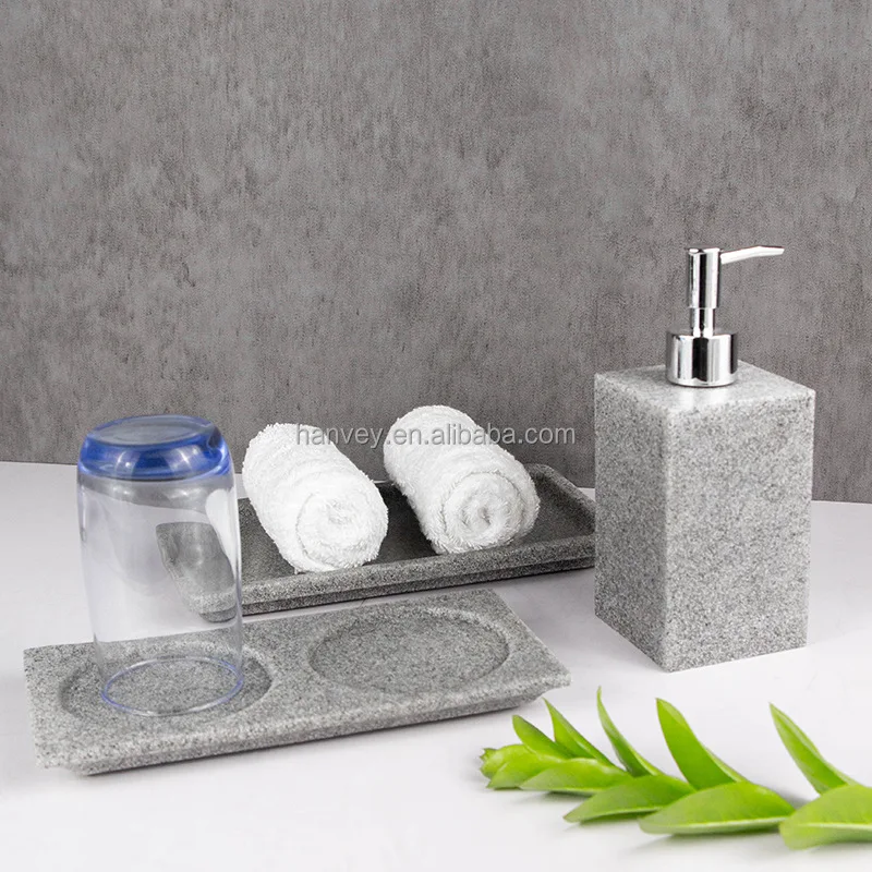 Custom Luxury five star Hotel separate empty pump bottle bathroom shampoo set resin ceramic bathroom amenities
