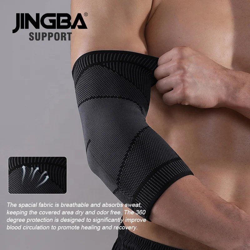 JINGBA Wholesale Elastic Knitted Tennis Arm Sleeve Compression Elbow Support Reduce Joint Pain During Any Activity