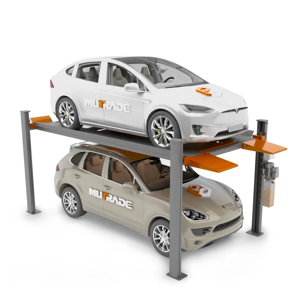Four Column Hydraulic 4 Post Bridge car lift ramps  vertical smart parking lift car stacker