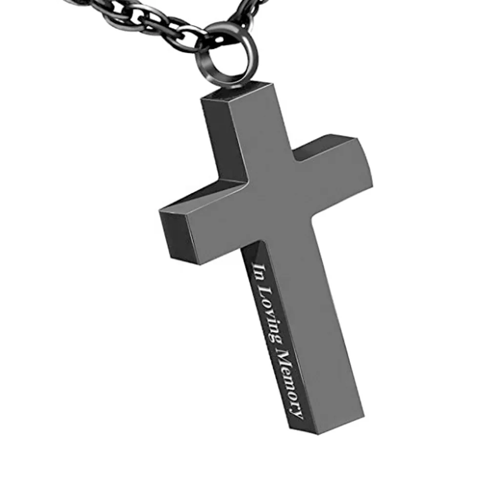 Mini Stainless Steel Pet Urn Pendant Cross Crossed Design Necklace for Ashes Memorial Funerary Supplies Pet Hair & Bone Souvenir
