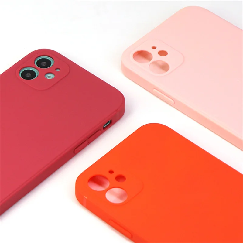 Solid color luxury Matte square phone case for iphone 12 11 XR 11pro xs max Soft silicone tpu customized mobile cover