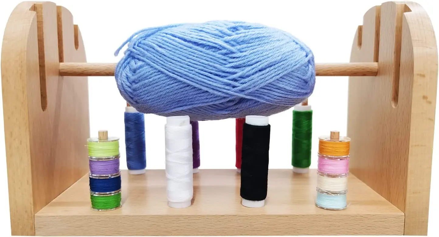 Wooden yarn stand dispenser for crocheting, yarn ball hook or crochet yarn stand, yarn spindle for knitting and sewing