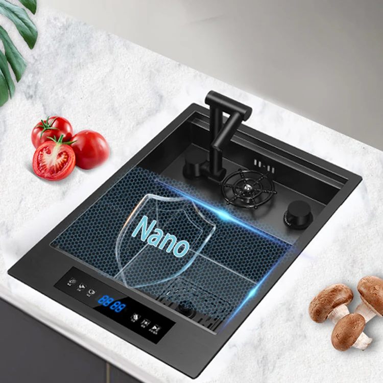 Smart Water Catalyst Detoxifies Stainless Steel High Pressure Cup Rinser Single Bowl Workstation Hidden Kitchen Sink