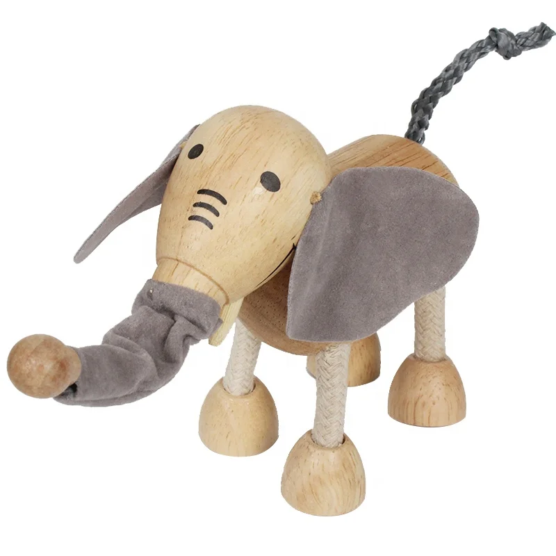 Wooden animal Elephant toy animal Hippo puppet Play toy decoration