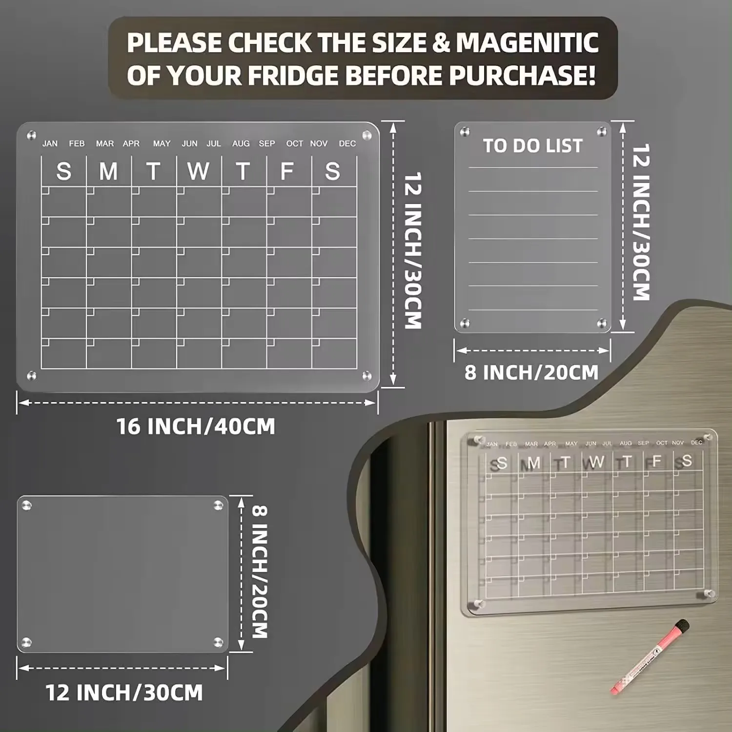 Refrigerator Post Message Form Weekly And Monthly Writing Board Acrylic Calendar Plate Magnetic Dry Wiping Plate Customized Logo