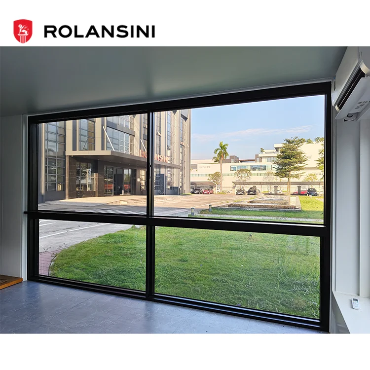 Rolansini Modern Double Clear Glass Slim Profile Thermal Break Aluminium Sliding Window for Home