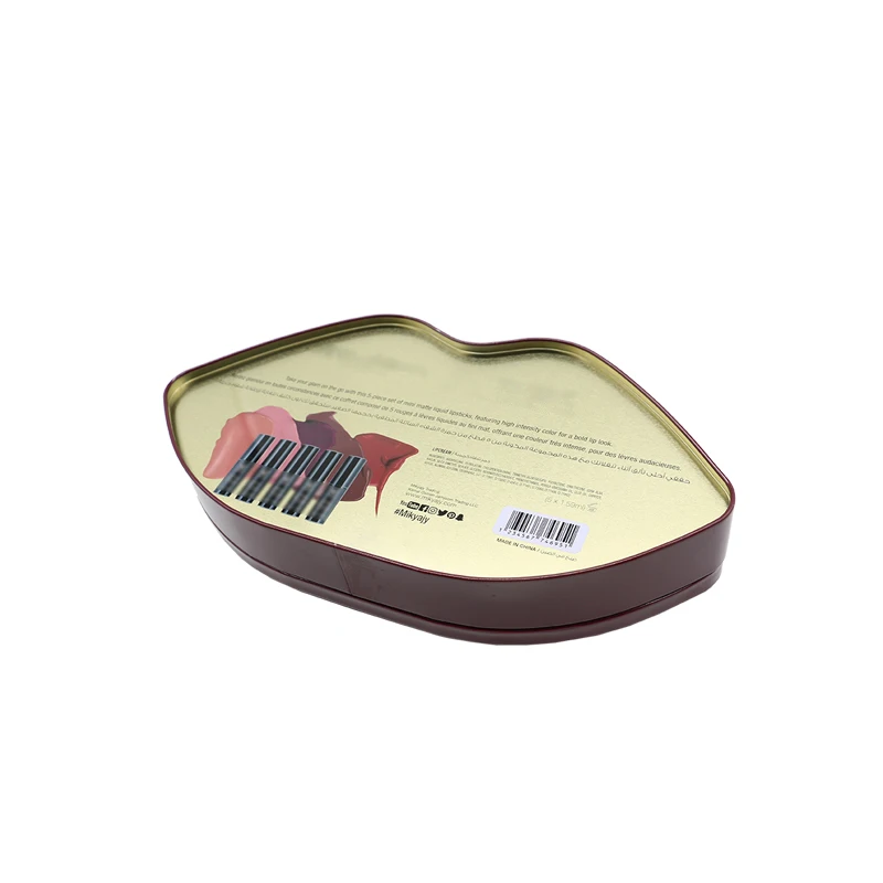 Special - shaped tinplate creative red lip can, color cosmetics box, wedding candy packaging tin can, gift box factory
