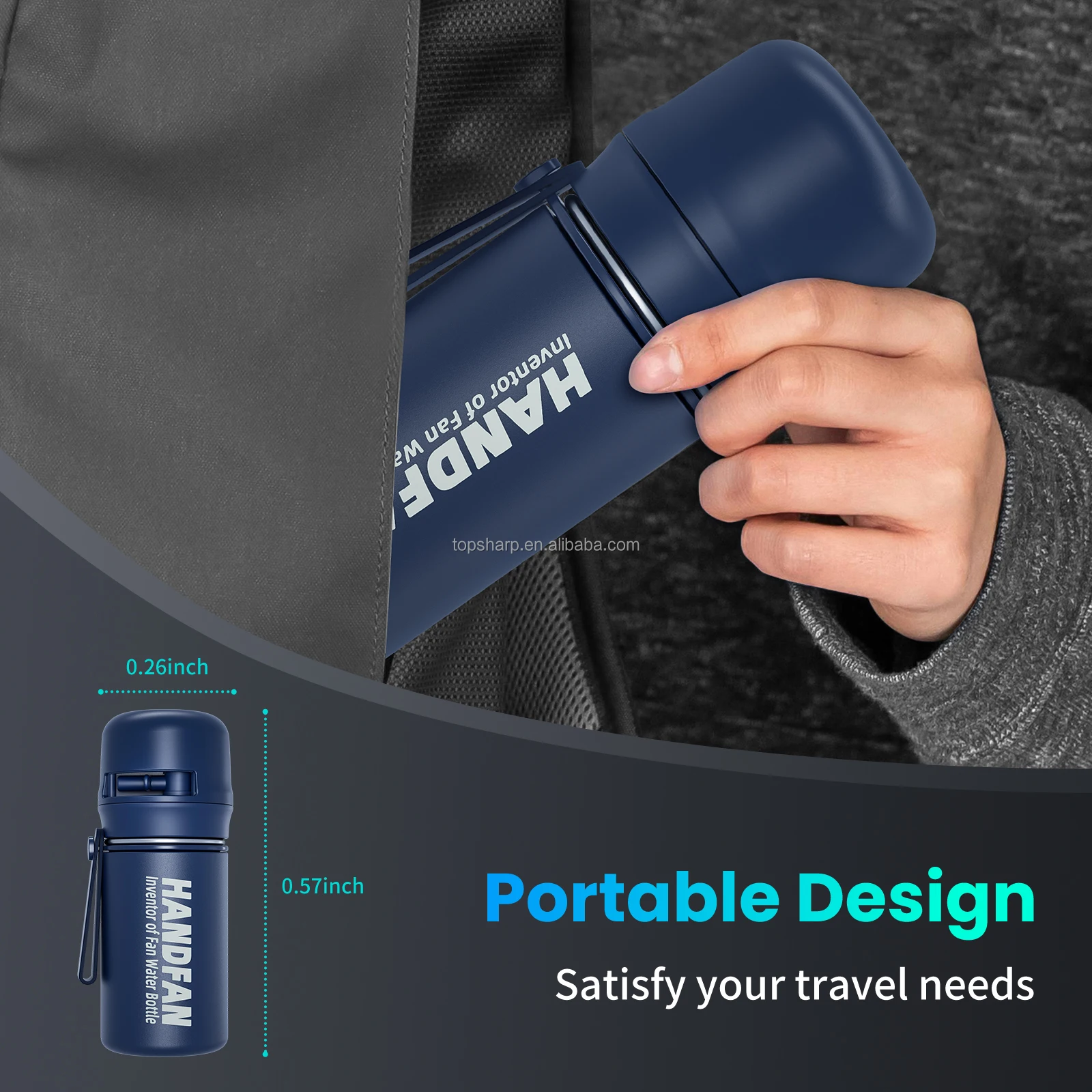 Outdoor Travel Sport Insulated Thermos Bottle Stainless Steel Kid Water Bottle Vacuum Flask Fan