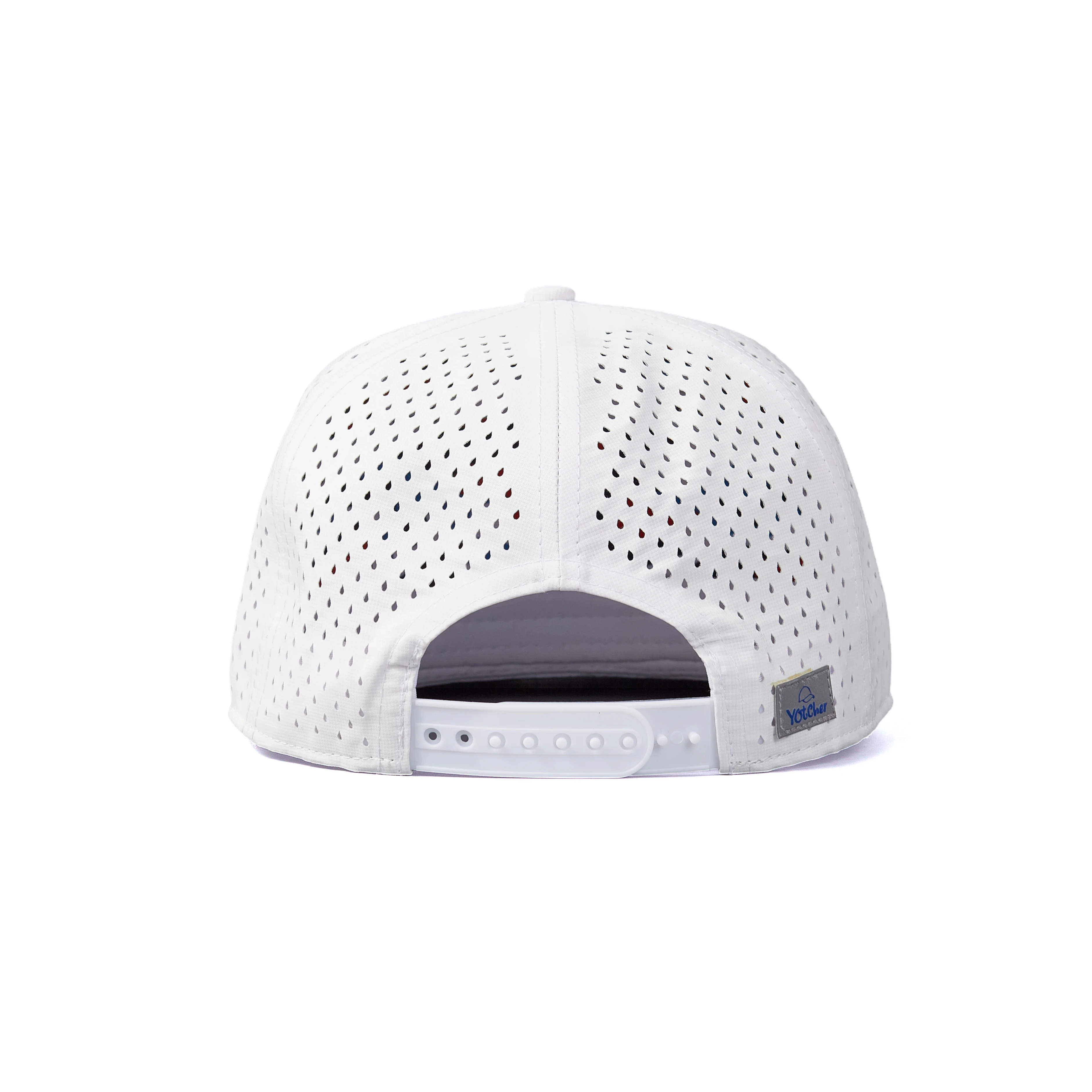 Custom Print Pattern 7 Panel Rubber Patch PVC Logo Flat Bill Waterproof Laser Cutting Drilled Holes Perforated Snapback Caps Hat