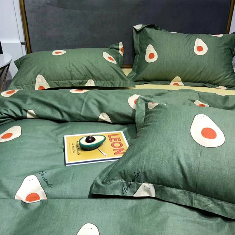 Fruit Print Wholesale Sabanas Bedding Set 100% Cotton Duvet Cover Bedsheet Set