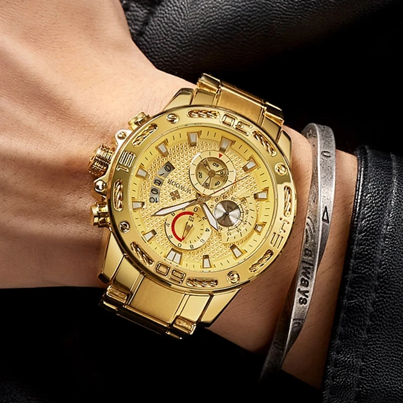 
2020 New WWOOR 8879 Top Luxury Gold Mens Watches Sport Fashion Luminous Waterproof Wristwatch Male Military Quartz Hand Watch 