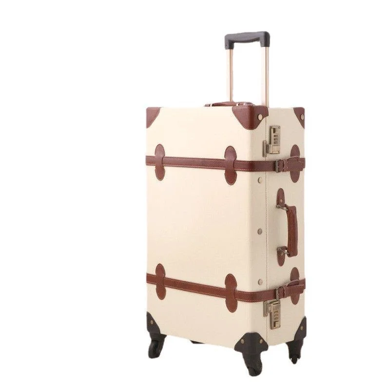 Vintage 13 Inch Unisex Train Case Factory Embossed PU Leather Spinner Luggage Set with Trolley for Men and Women