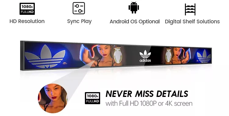 23.1 Inch Bar Stretched Shelf Edge Advertising Player Lcd Monitor Supermarket Shelf Led Advertising Display