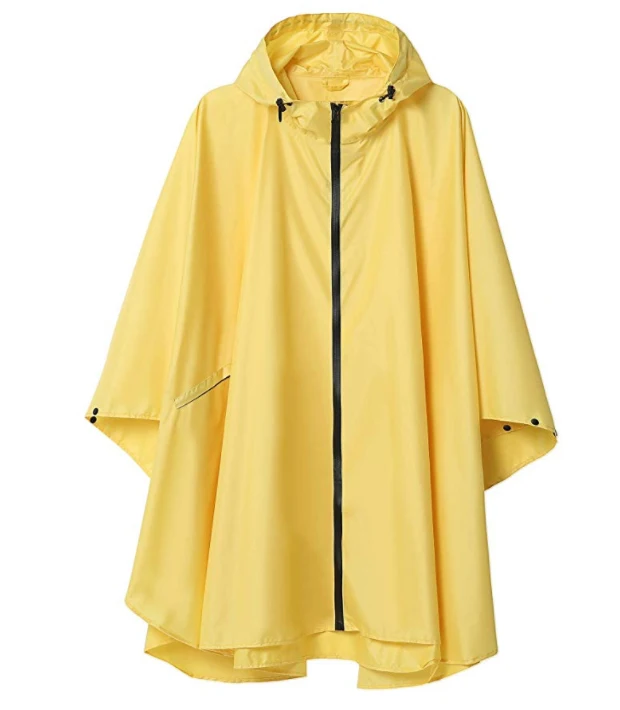 Wholesale 100% Polyester Rain Poncho with Pockets Hooded Muilt-color Adults Poncho