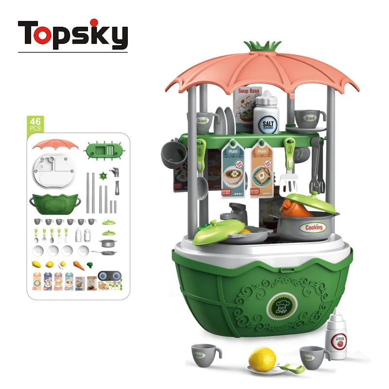 2 In 1 Portable Children Kitchen Set Supermarket Shopping Play House Toys Simulation Cooking Experience Kitchen Set Toys
