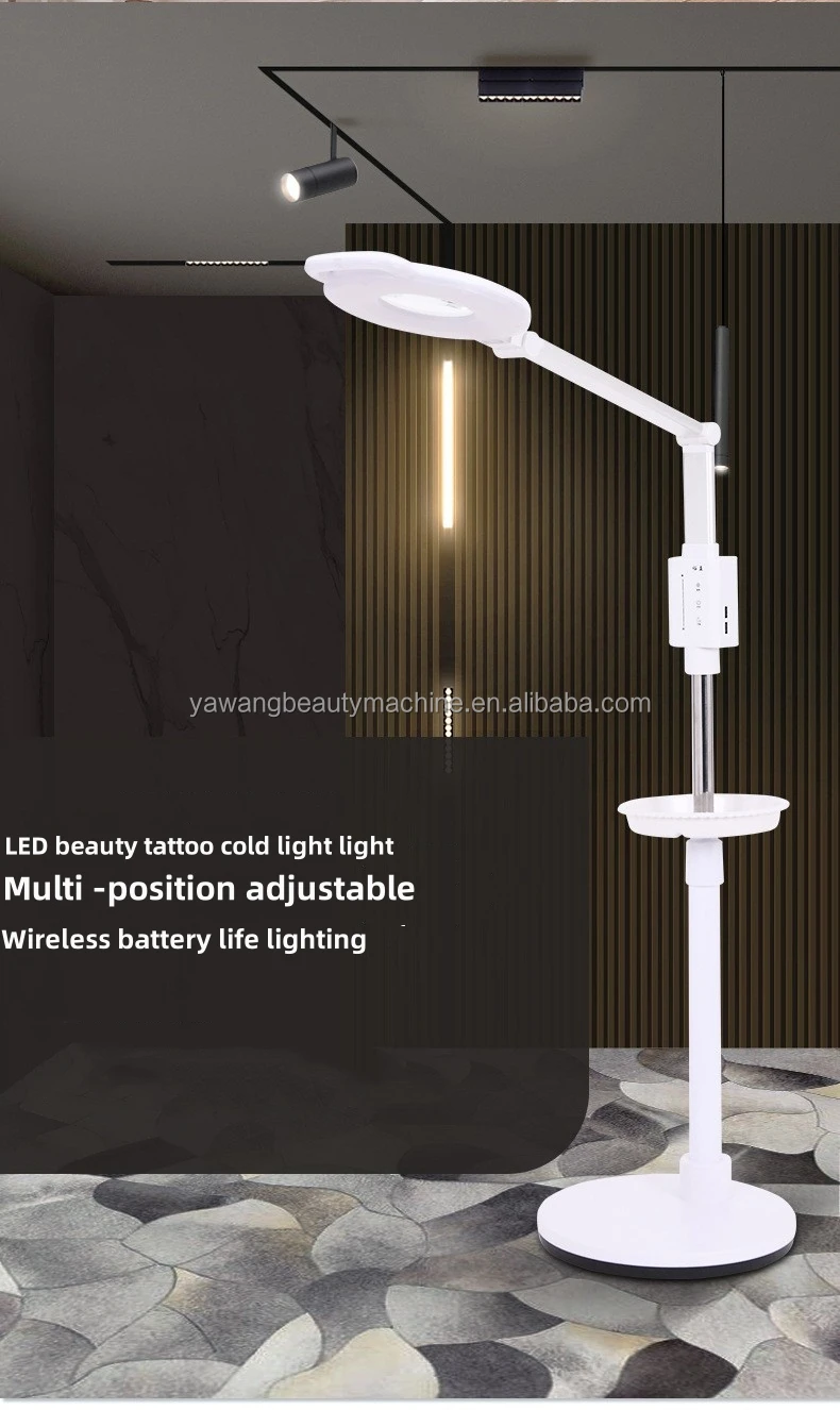Rechargeable Beauty Salon Skin care Led Light Adjust Height 16X Magnifying Floor Lamp
