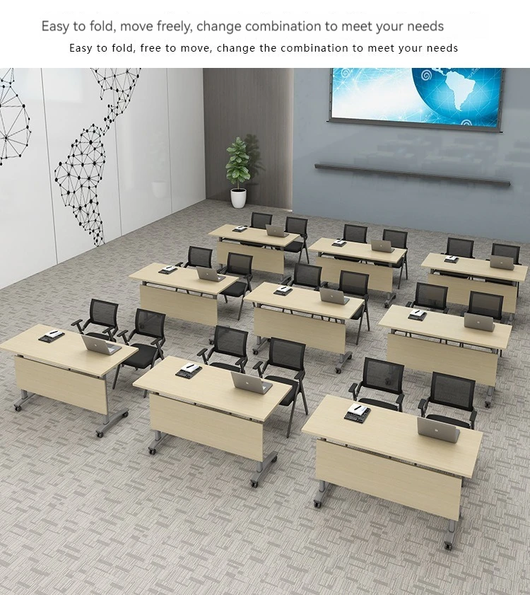 China Manufacturer Foldable Conference Tables Movable Conference Room Table Office Folding Training Steel Conference Table