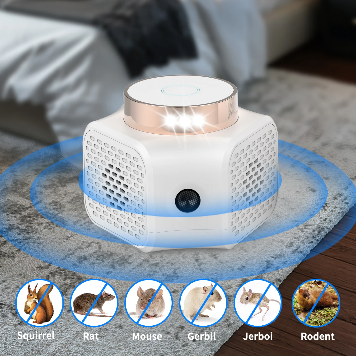 New 360 Degree Plug in Mouse Rodent Repellent Ultrasonic Pest Repeller 4 in 1 Rat Deterrent Humane Sound Wave Mice Pest Control