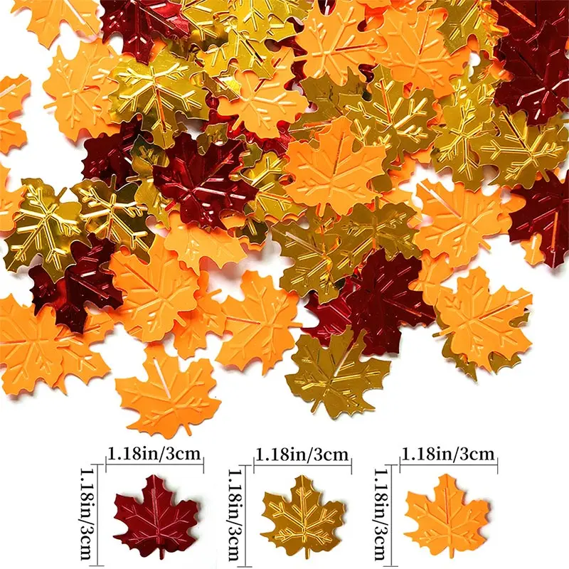 Thanksgiving Confetti Fall Foil Confetti Maple Leaf Autumn Table for Halloween, Christmas, Wedding Throwing Confetti Decoration