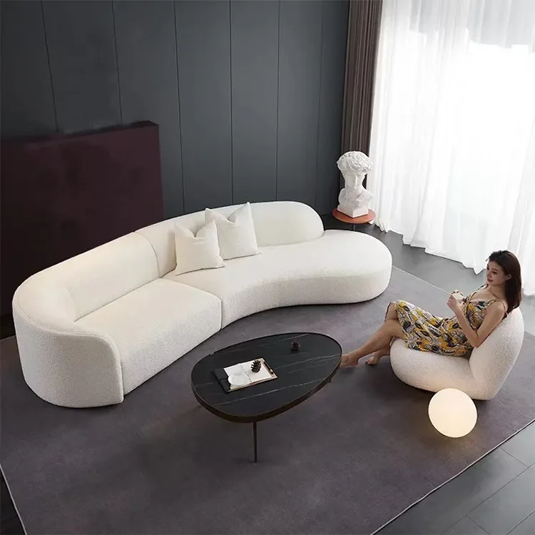 Italian cloud velvet sofa set shaped curved light luxury  modern corner sofa bed