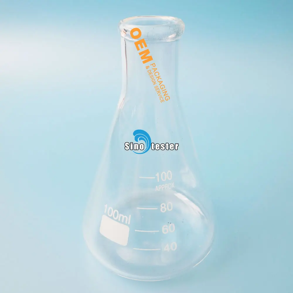 Laboratory Equipment Glass 250Ml Conical Flask Wide Neck Bottle
