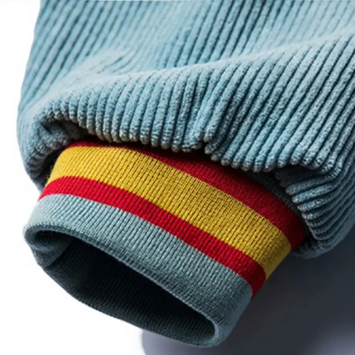 Manufacturers Custom Fashion Streetwear Baseball Jacket Button Up Front Thick Corduroy Winter Bomber Jacket