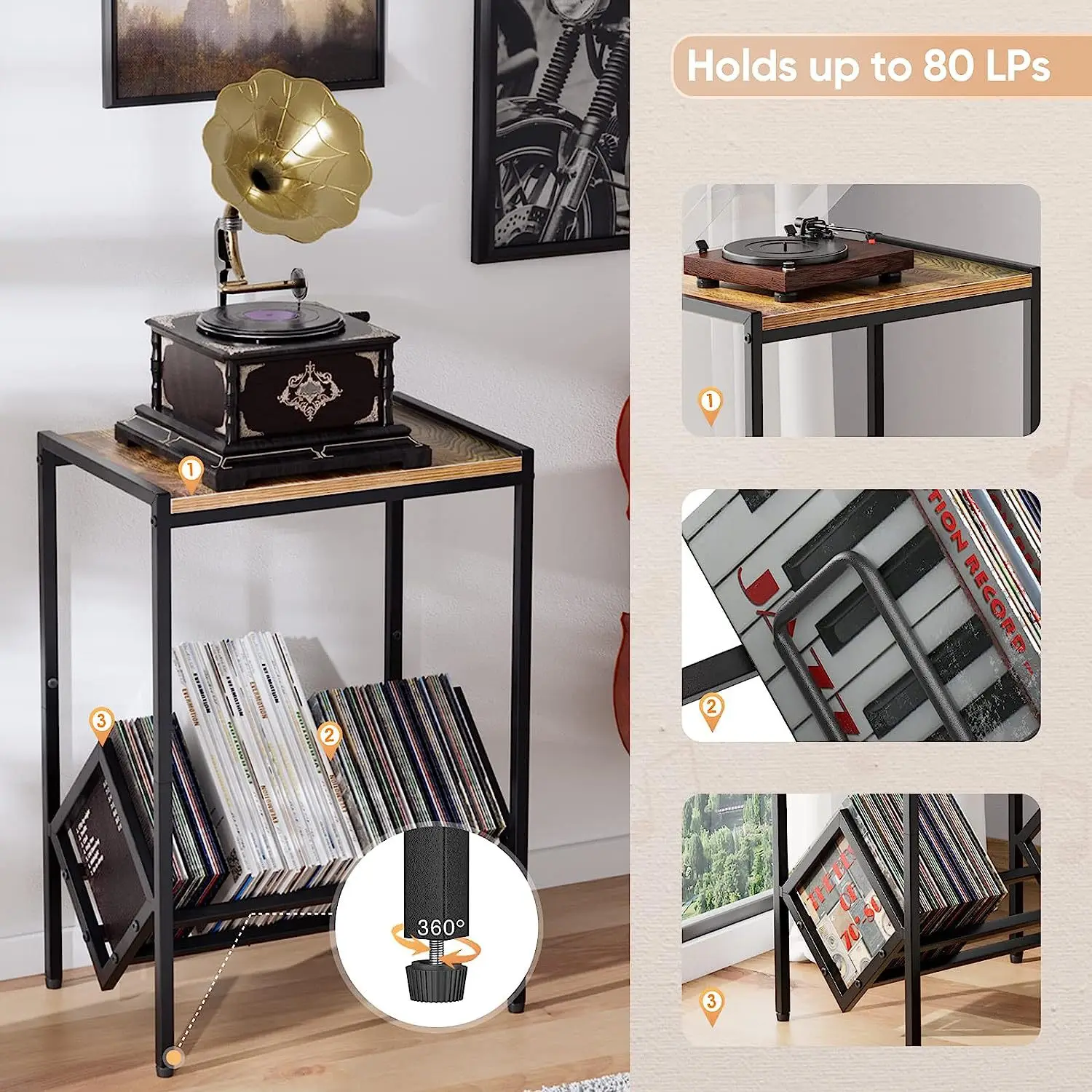 book storage organizer display shelf rack CD Album Display Rack Record Storage Holder Vinyl Record Storage Table