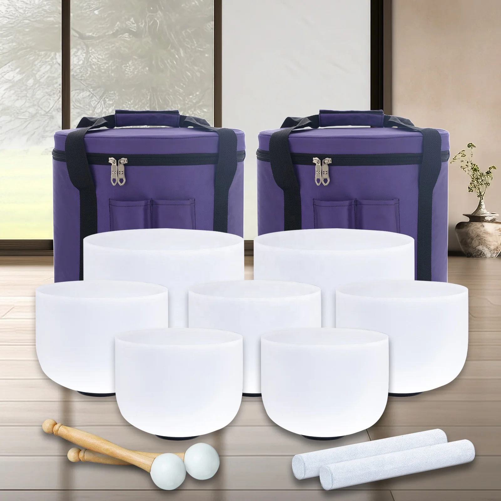 Оптовая цена 6 12 дюймов матовые Хрустальные кварцевые поющие чаши набор