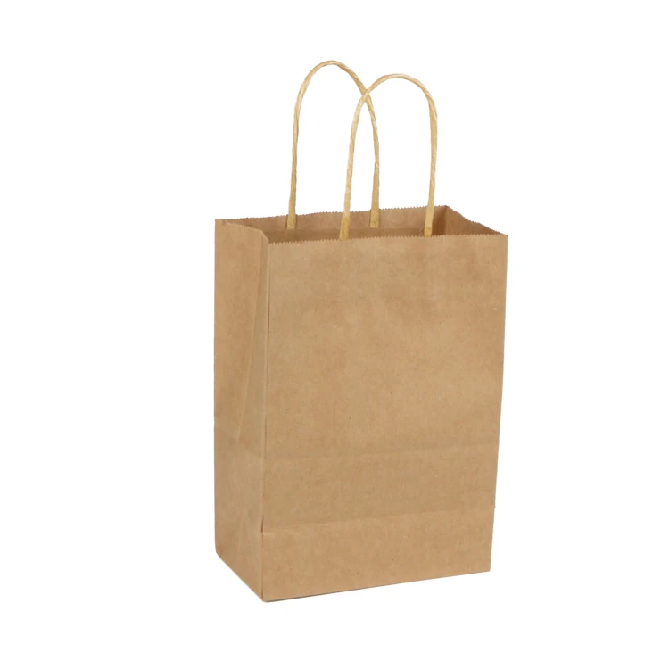 wholesale high quality food kraft packaging tote paper bags custom reusable folding paper bags