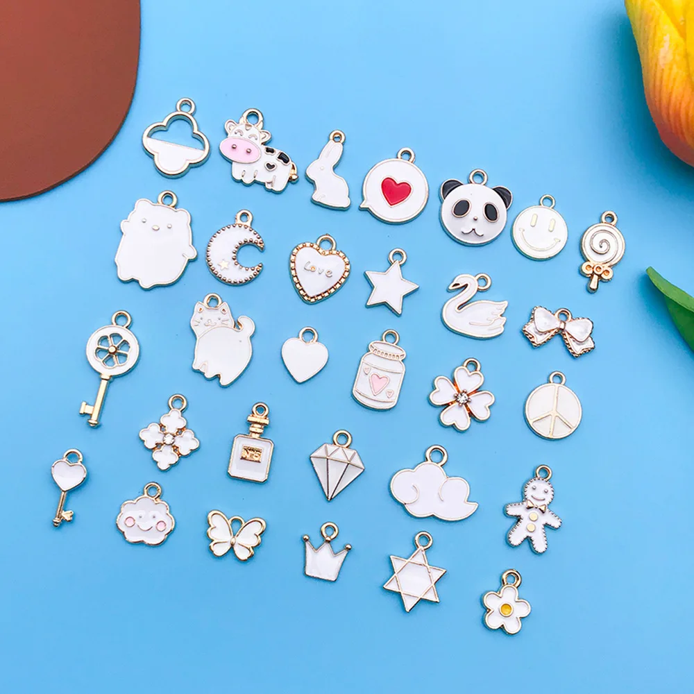 yuku mixed with 30 cartoon white dripping alloy ornaments small pendant handmade diy bracelet luggage accessories materials